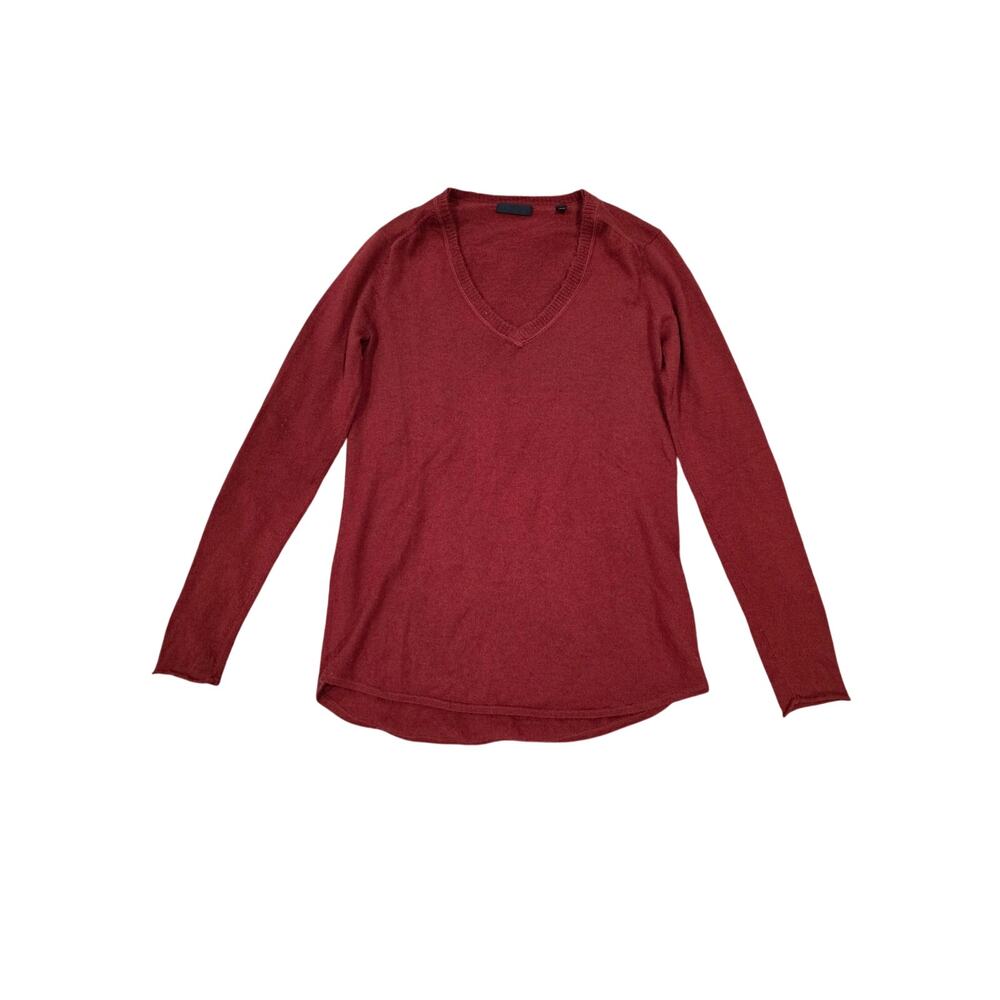 ATM V-Neck 100% Cashmere Long Sleeves Pullover Sweater Women's Red Size XS